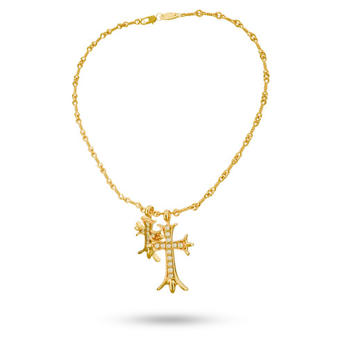 NARCISSIST® Iced Dual Cross Pendants & Chain